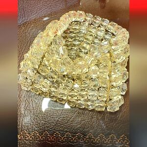 Vintage Champagne Colored Multi-strand Stretch Beaded Bracelet